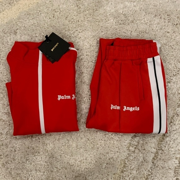 Palm Angels Other - Palm Angels Red Tracksuit Set Hoodie & Pants Classic Logo Mens Size Large